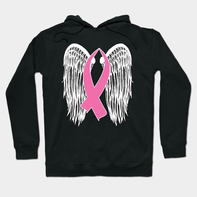 Winged Awareness Ribbon (Pink) Hoodie by BlakCircleGirl